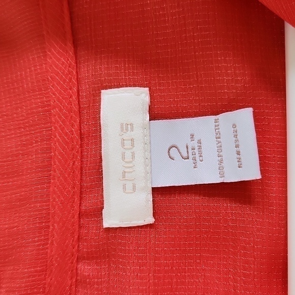 Chicos Sheer Shacket Traveling Coral orange size 2 Large 8/10 Lagenlook Fall - Picture 4 of 10